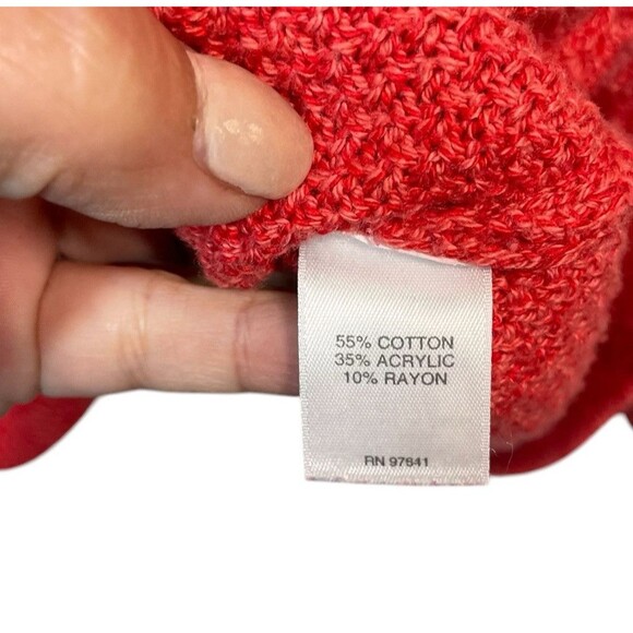 J Jill Sweater Women's Large Coral  V Neck Textured Knit Cotton Blend Casual 4XL - Picture 6 of 10